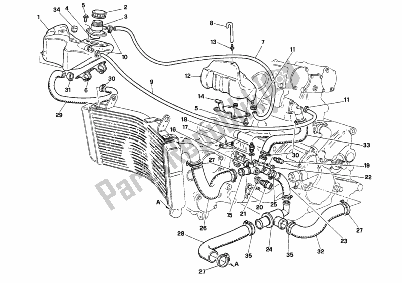 Alle onderdelen voor de Koelcircuit van de Ducati Superbike 916 Senna 1996